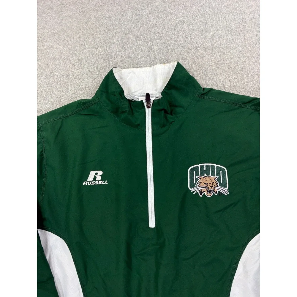 Ohio Bobcats Stitched Logo 1/4 Zip Campus Windbreaker (Men's Medium) Green